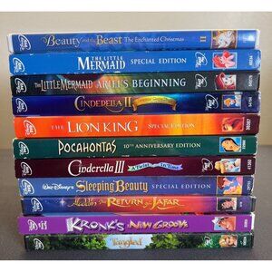 Disney Princess DVDs Little Mermaid Tangled Pocohantas Cinderella Sleeping Beaut